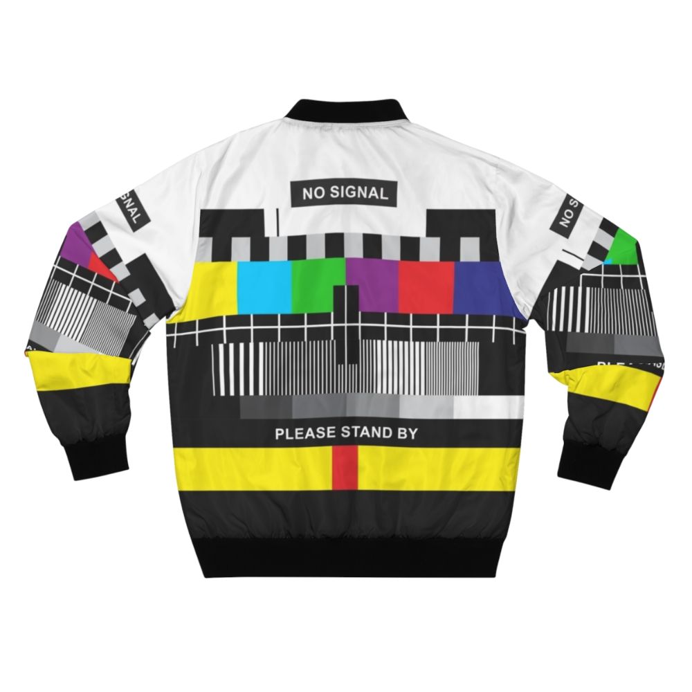 TV No Signal Bomber Jacket - Retro 80s telecommunications pattern design - Back