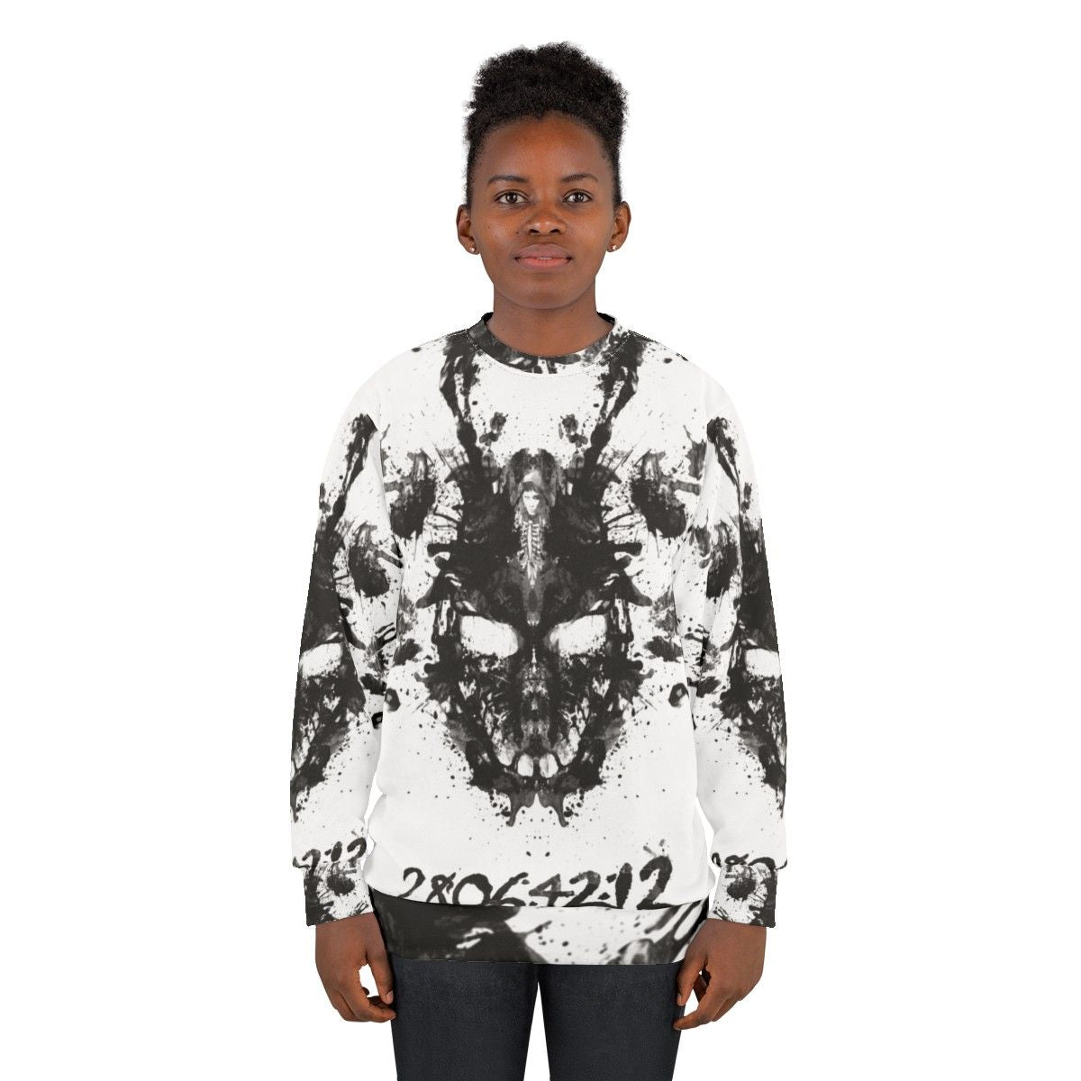 Donnie Darko inspired sweatshirt with imaginary inkblot graphic design - women