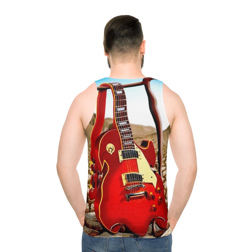 Melted guitar vintage abstract desert art unisex tank top - men back