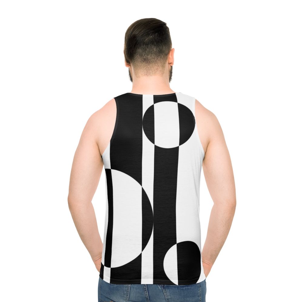 Retro 60s Op Art Black and White Unisex Tank Top - men back