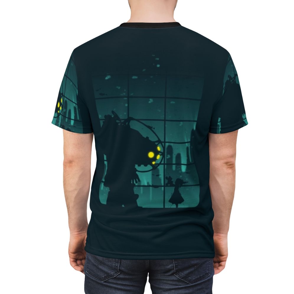 Bioshock-inspired AOP T-shirt featuring the iconic Mr. Bubbles character - men back