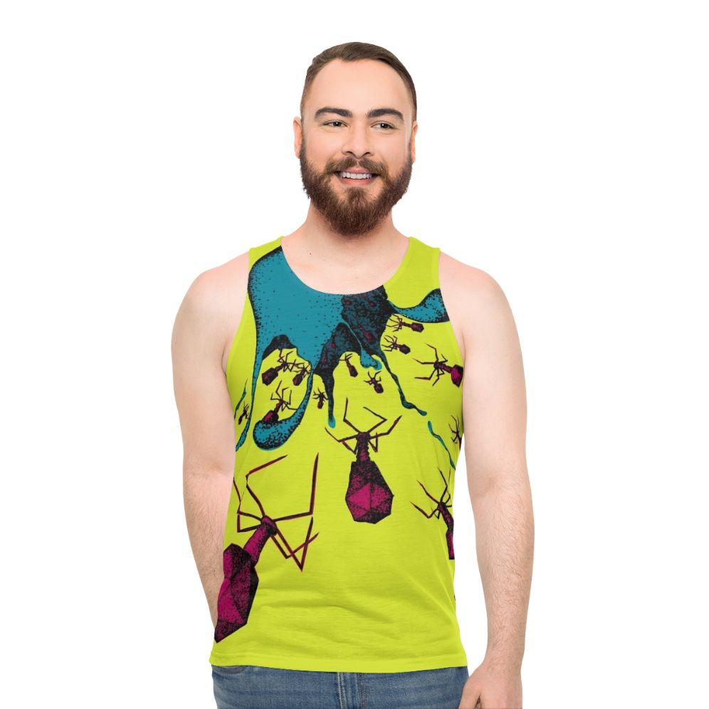 Unisex tank top featuring phage art design - men