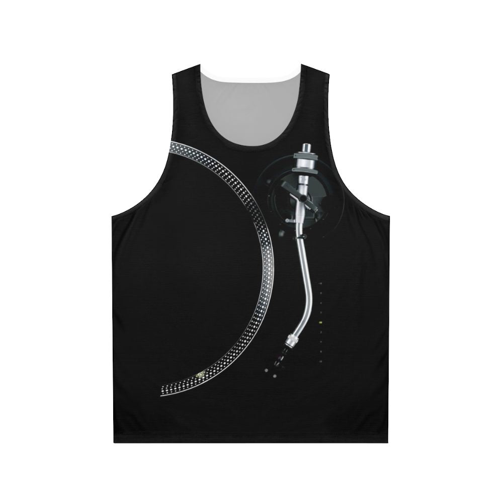 Turntable tone arm and platter unisex tank top