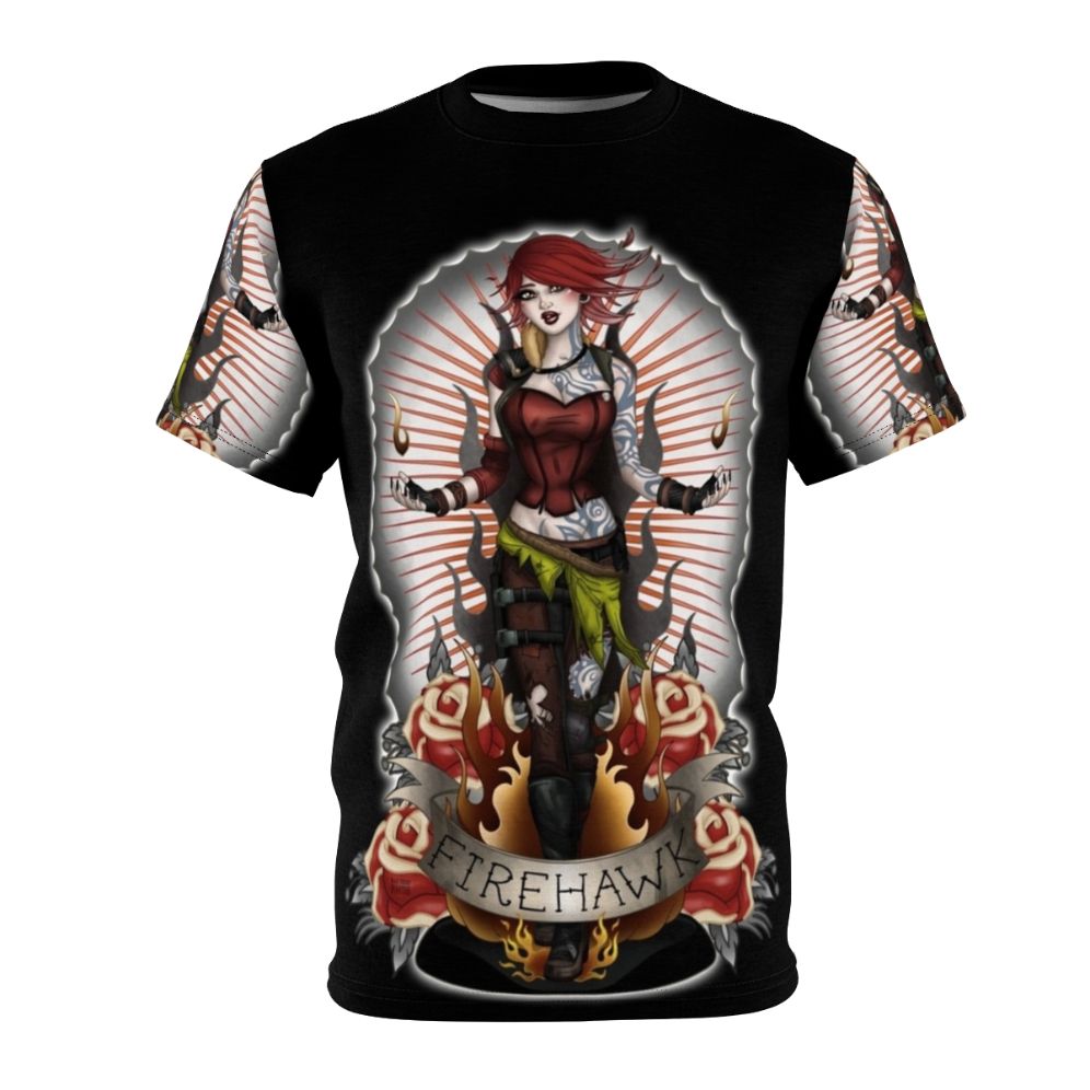 Borderlands Firehawk fan art printed on a high-quality t-shirt