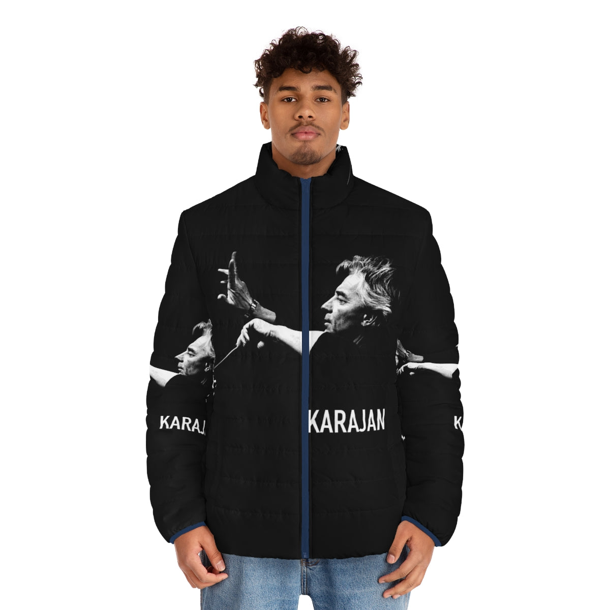 Karajan Puffer Jacket featuring renowned conductors and musicians - men front