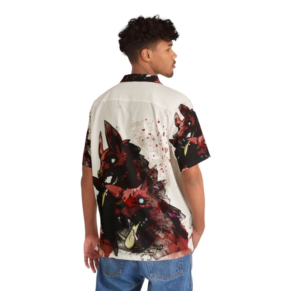 Cerberus hound of hades painting on a colorful hawaiian shirt - People Back