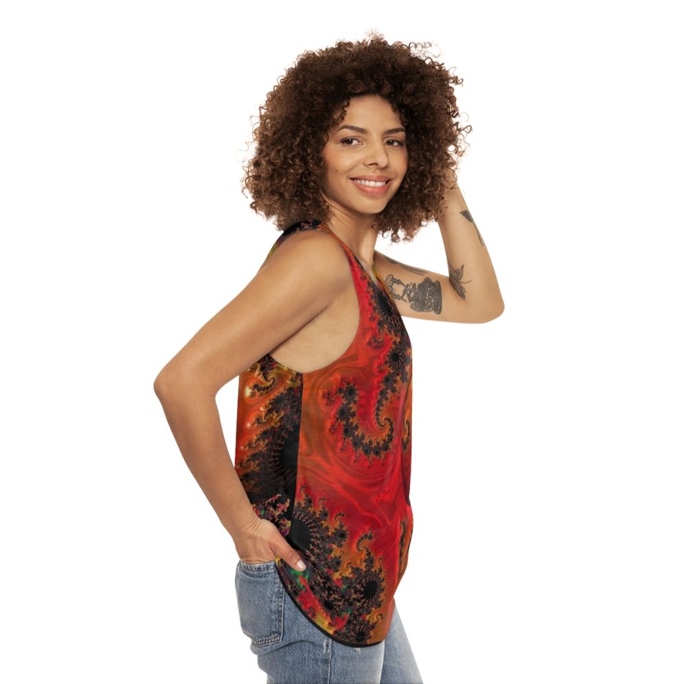 Geometric sphere unisex tank top with vibrant abstract art - women side