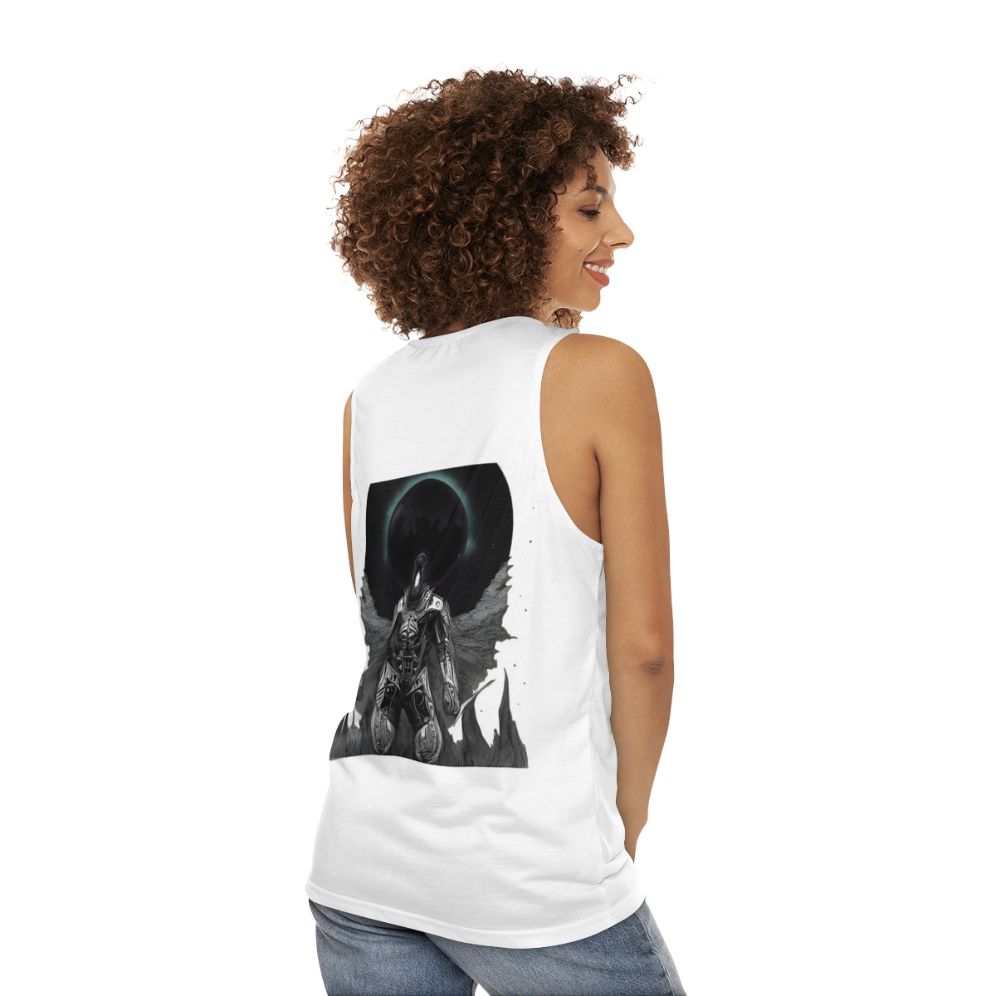 Spooky gothic sci-fi horror inspired unisex tank top - women back