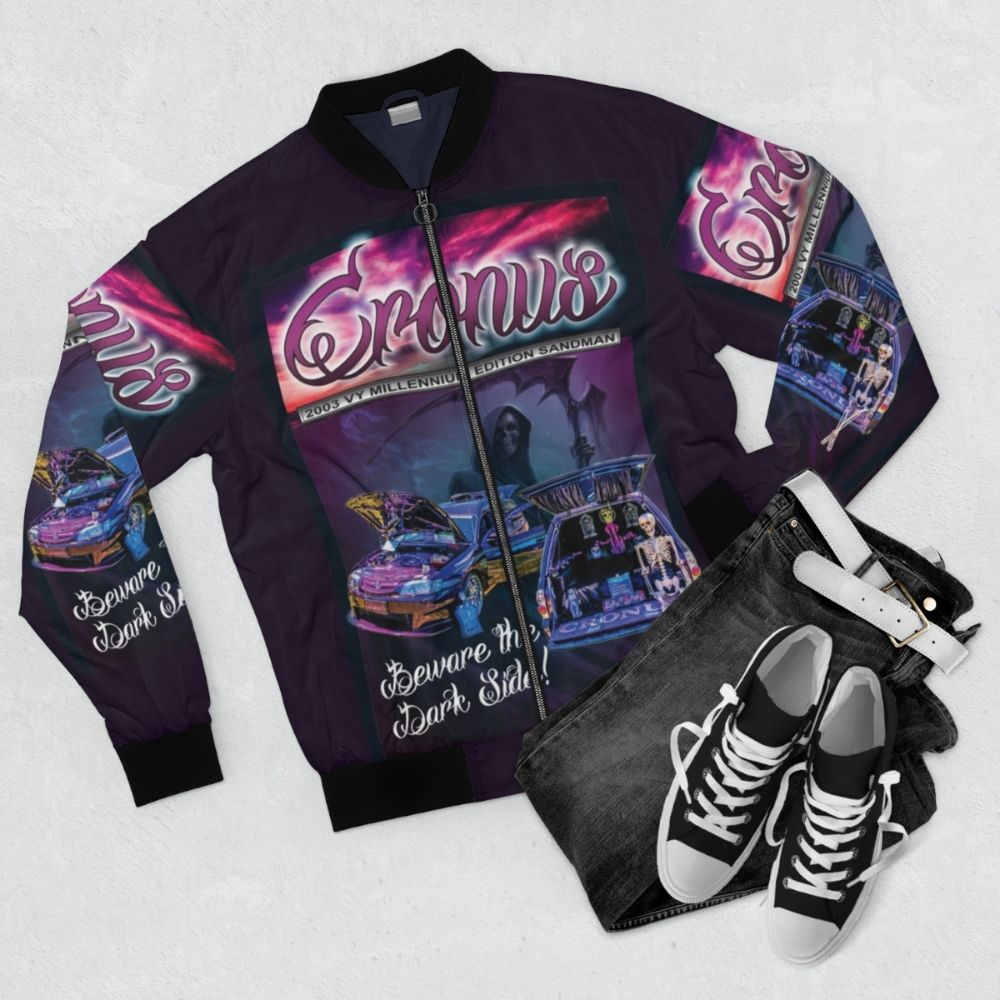 Cronus Millennium Van Bomber Jacket with custom streetmachine design - Flat lay