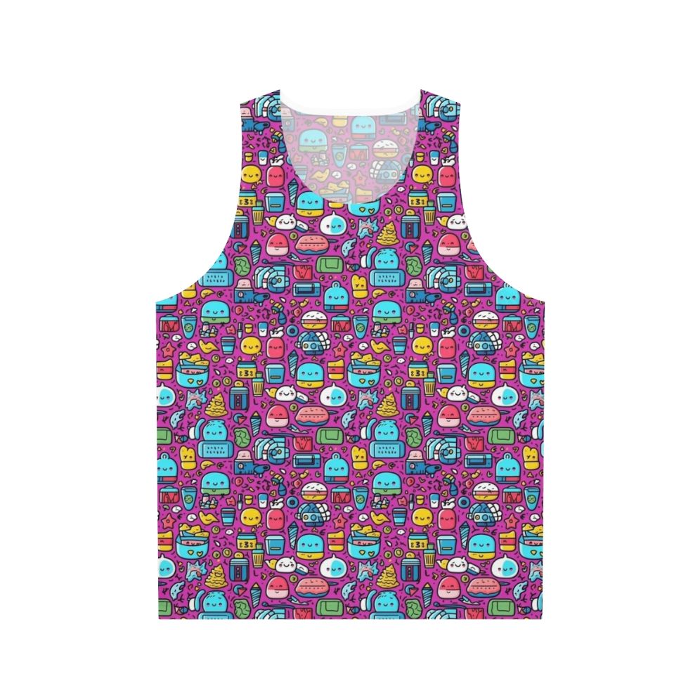 Hobbies unisex tank top with cartoon zoo animals and pineapple print