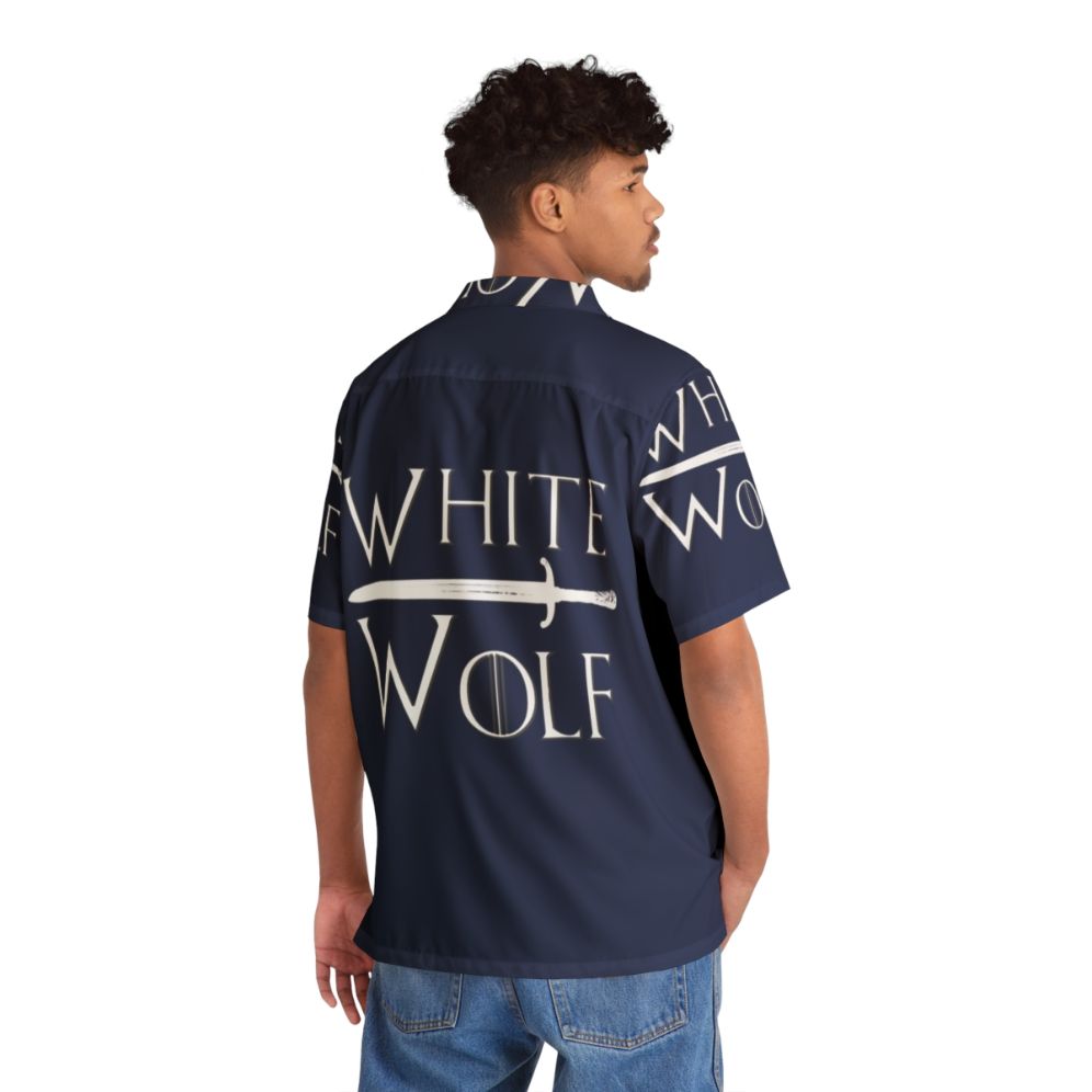 White wolf Hawaiian shirt with Game of Thrones inspired design - People Back