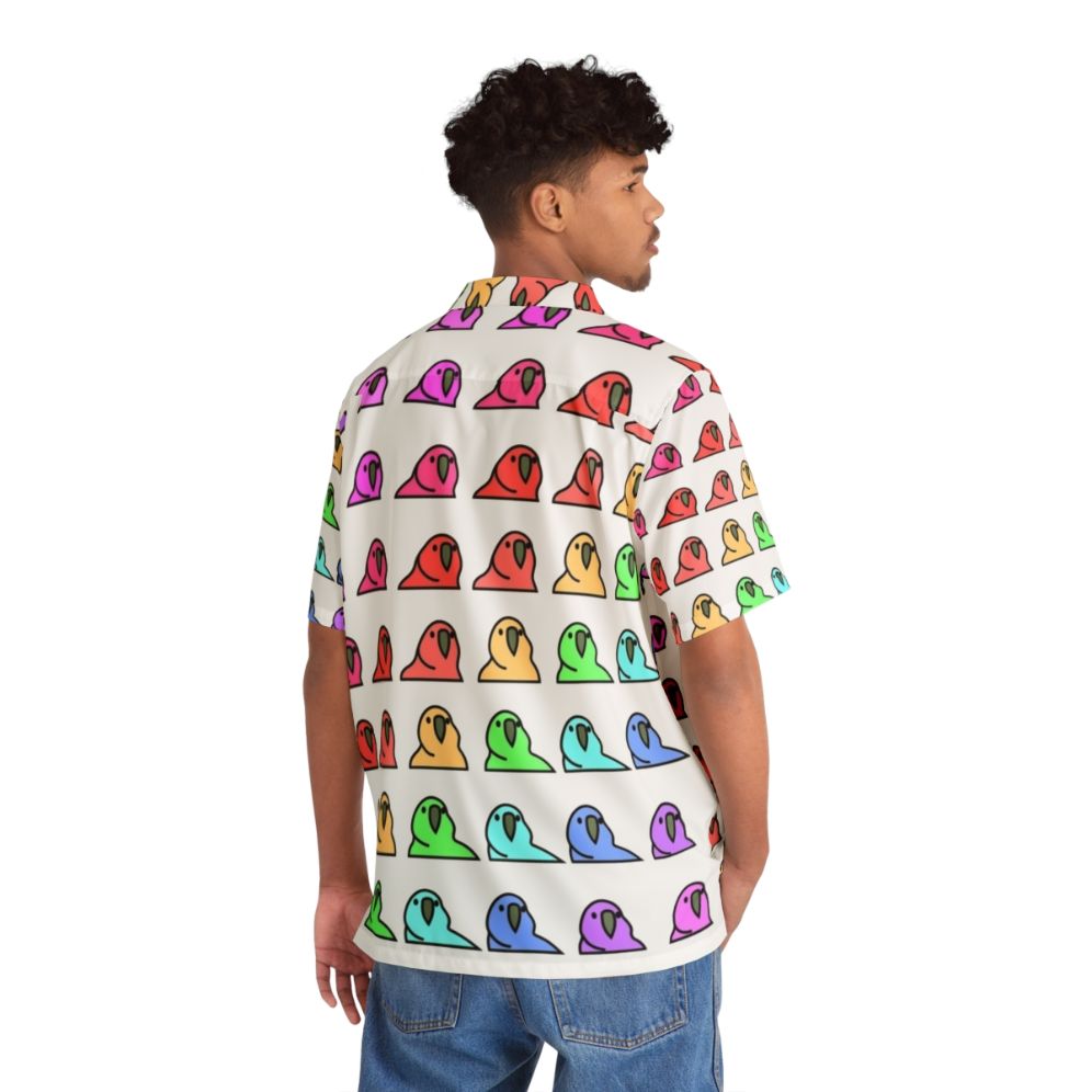 Colorful Partyparrot Hawaiian Shirt with Tropical Bird Print - People Back