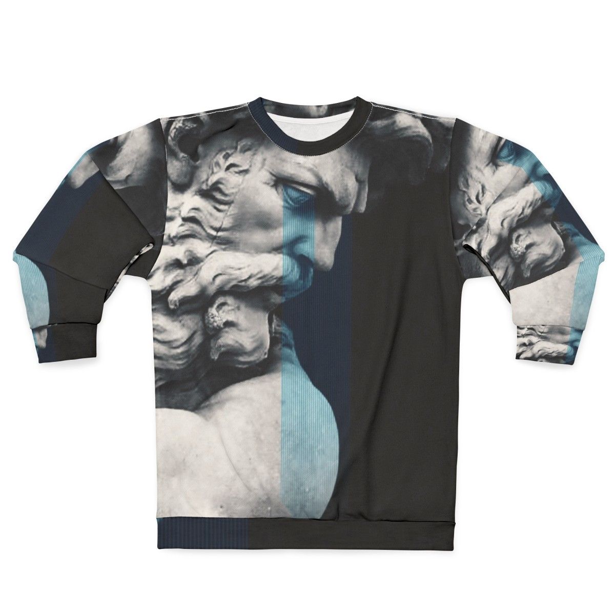 Degeneration sweatshirt featuring digital art with graphic design elements and ancient Greek mythology