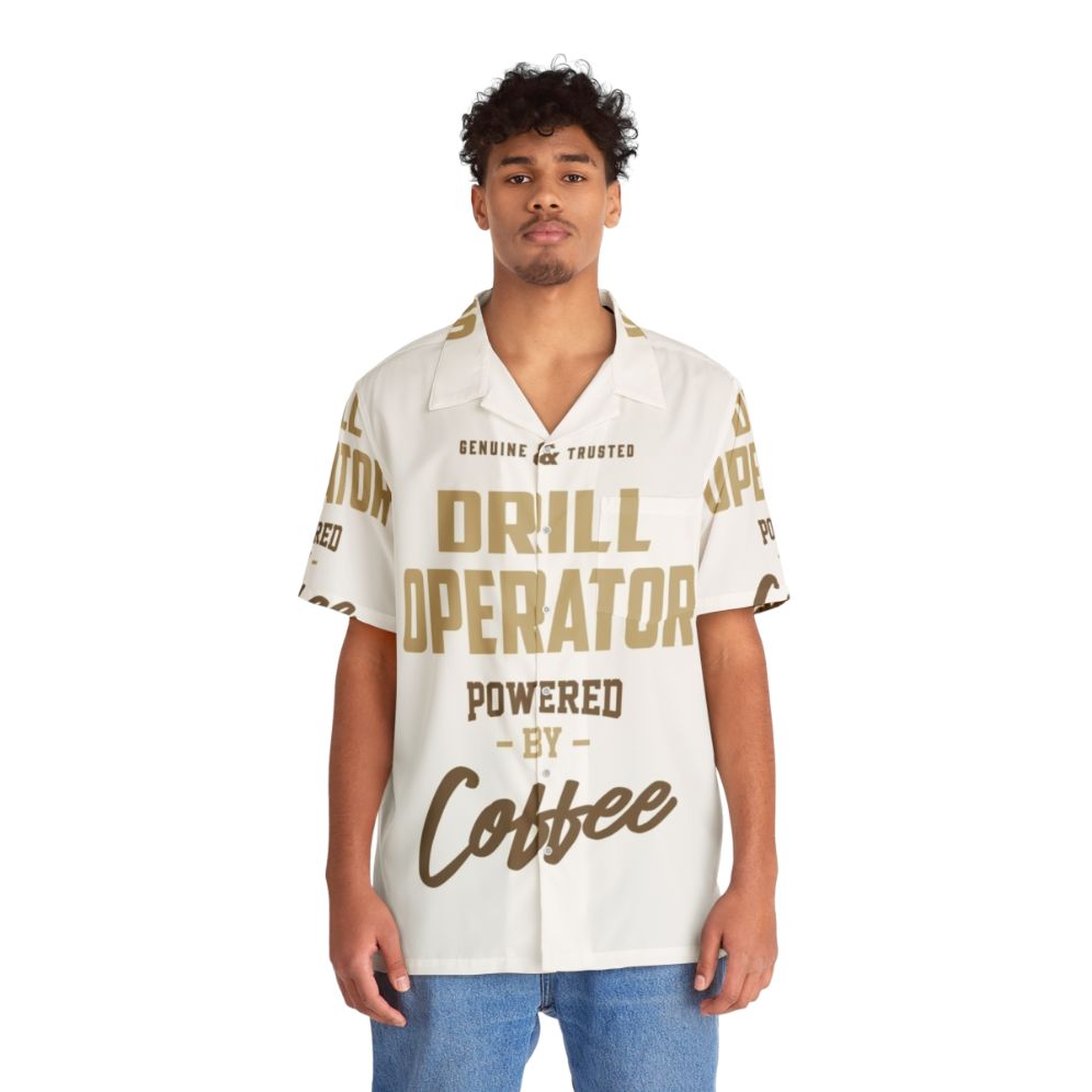 Drill Operator Hawaiian Shirt with Coffee Graphics - People Front