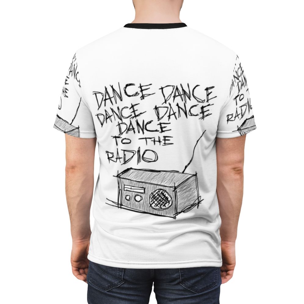 Dance to the Radio tribute t-shirt featuring Joy Division and New Order inspired artwork - men back