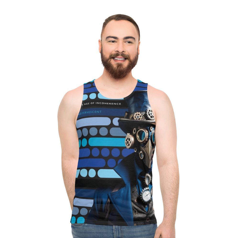 Unisex indie steampunk tank top with morse code design - men