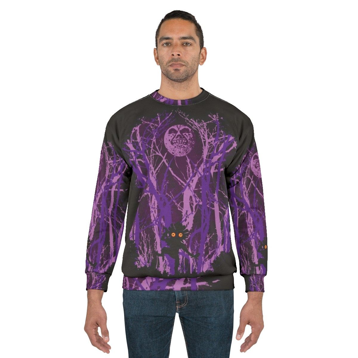 "Lost in the Woods" sweatshirt featuring nature and fantasy-inspired design - men