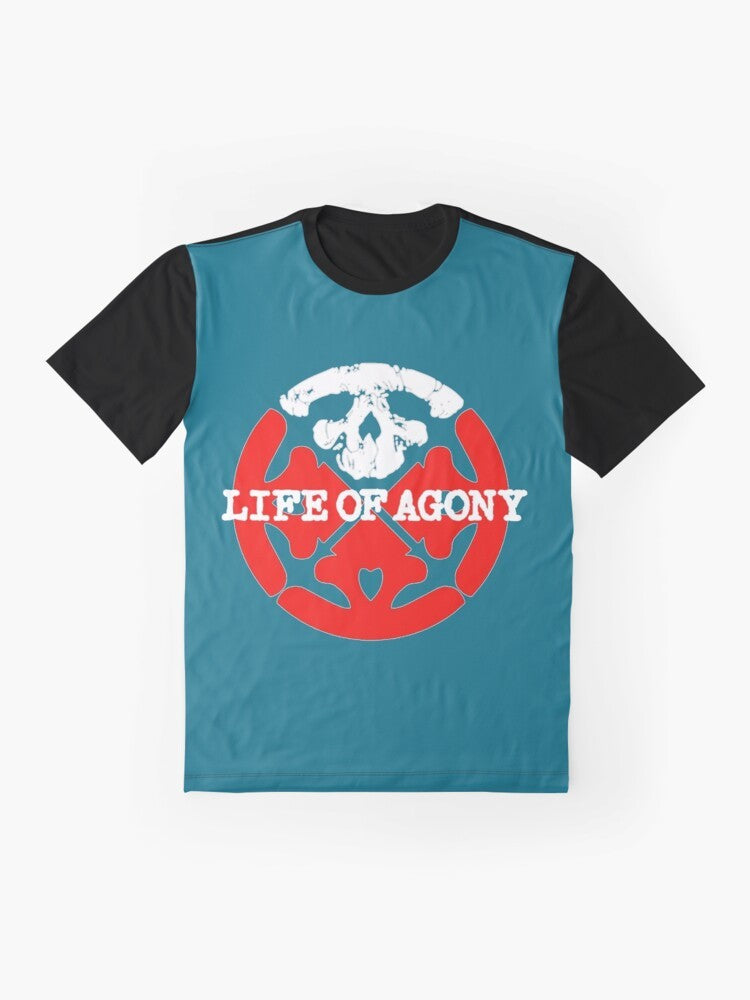 Life Of Agony red logo graphic t-shirt - Flat lay