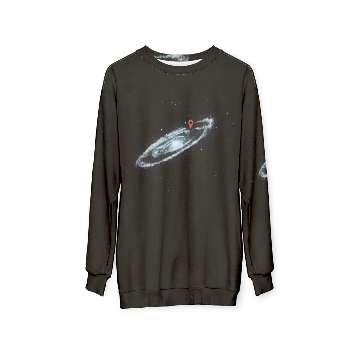 Milky Way Galaxy Sweatshirt with "You Are Here" Design - hanging