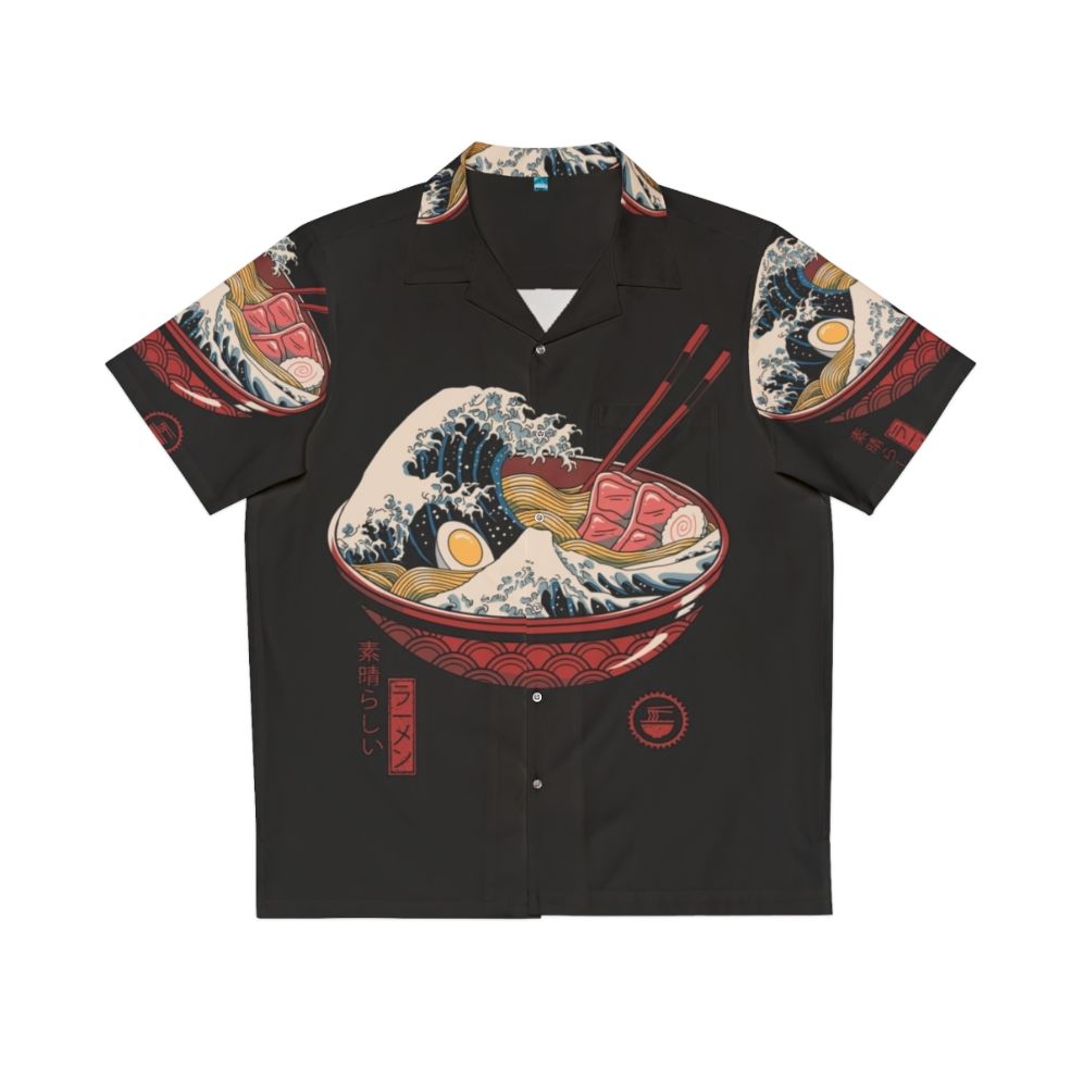 Ramen-Inspired Hawaiian Shirt with 'The Great Wave' Design