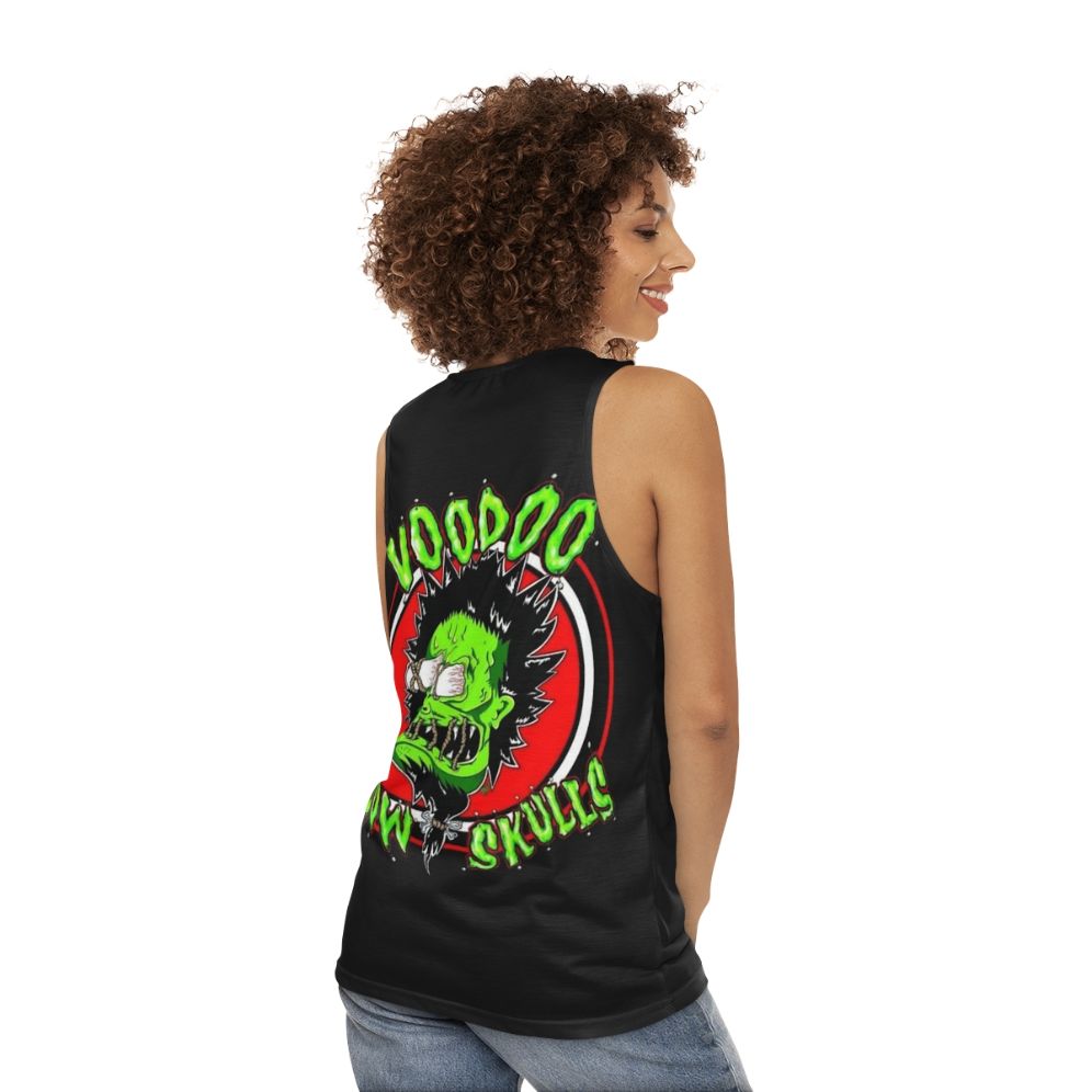 Unisex skull print punk rock ska music tank top - women back