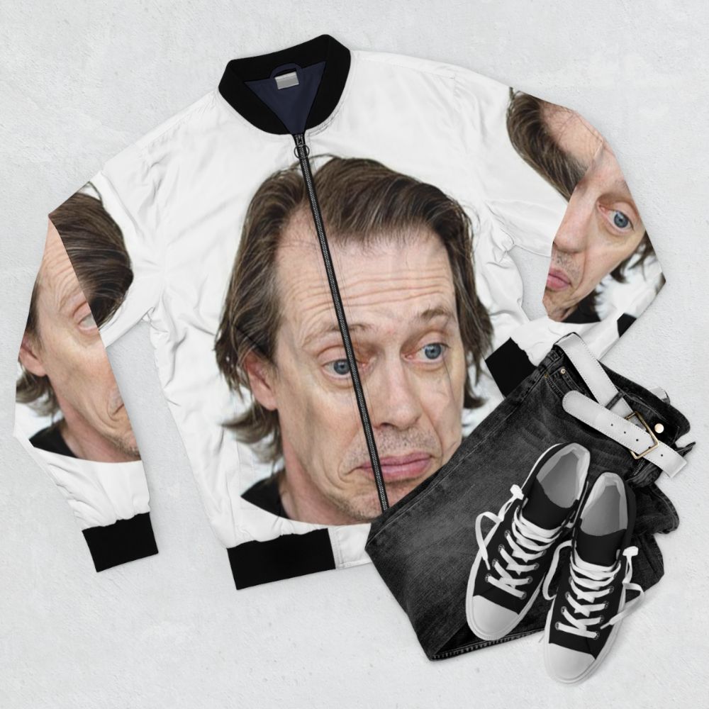 Steve Buscemi meme inspired bomber jacket - Flat lay