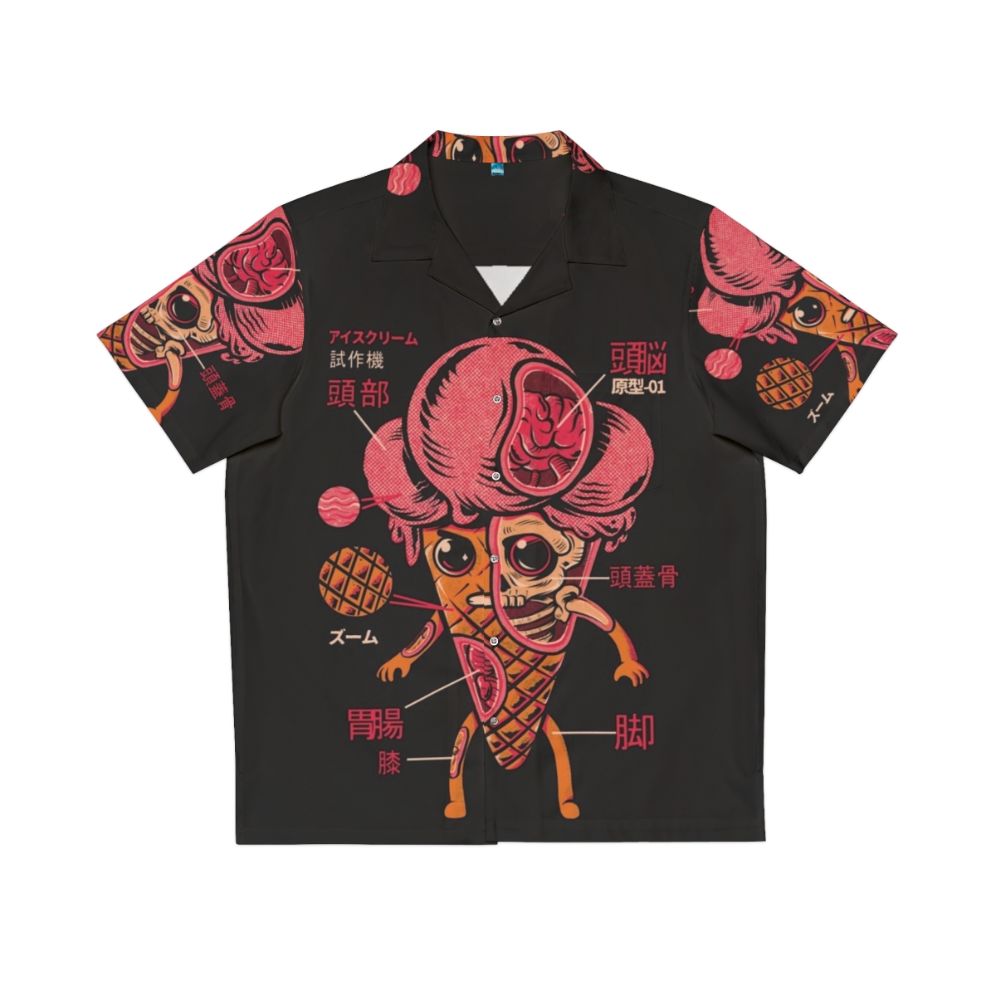 Retro Kaiju Ice Cream Hawaiian Shirt with Anime-Inspired Vintage Japanese Food Pattern