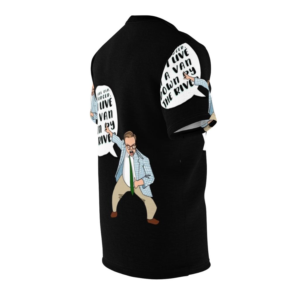 Illustration of Chris Farley as the iconic motivational speaker character Matt Foley on a t-shirt - men right