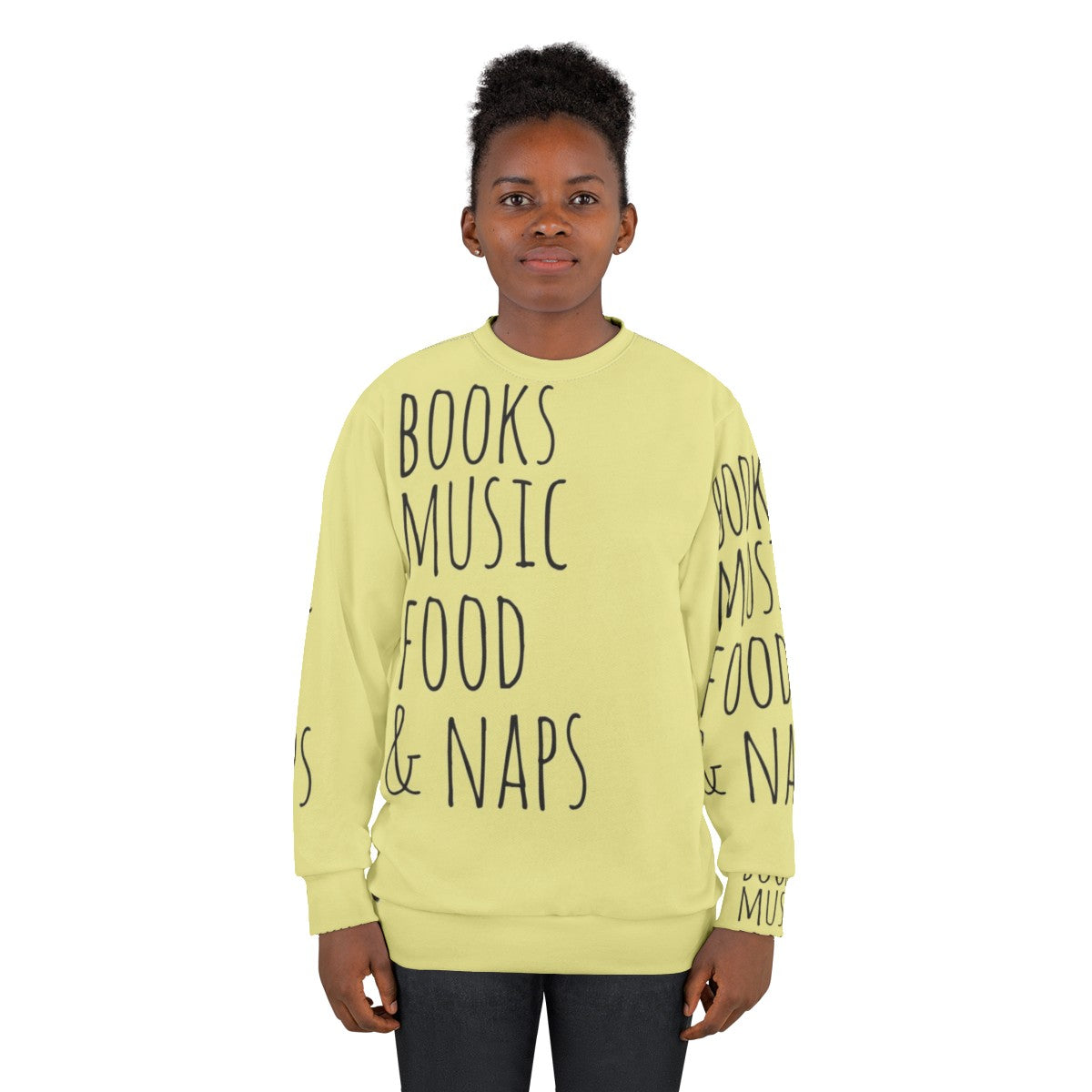 Books, Music, Food & Naps Sweatshirt - Nerdy Hobbies and Fandom - women