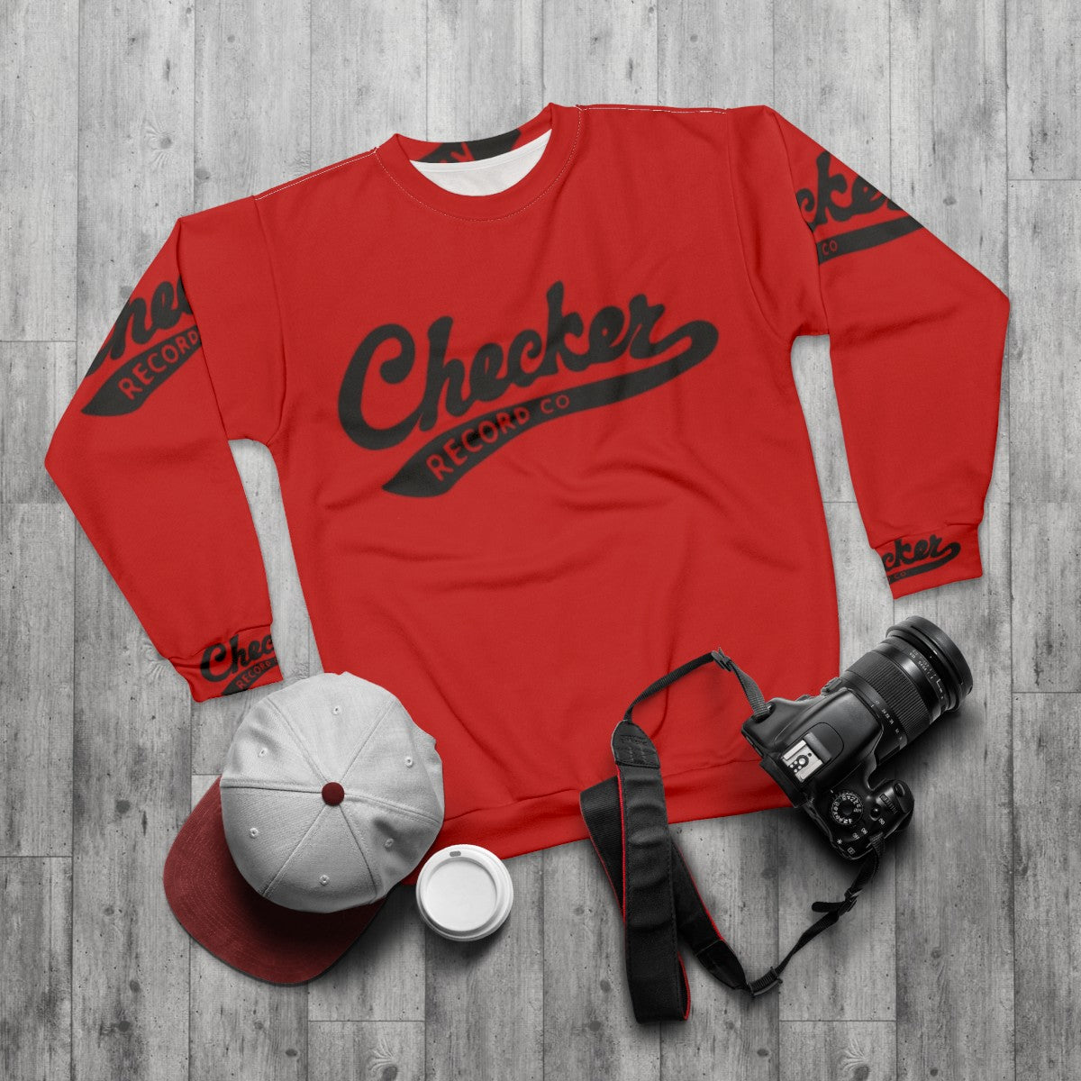 Checker Records vintage style music sweatshirt - flat lay