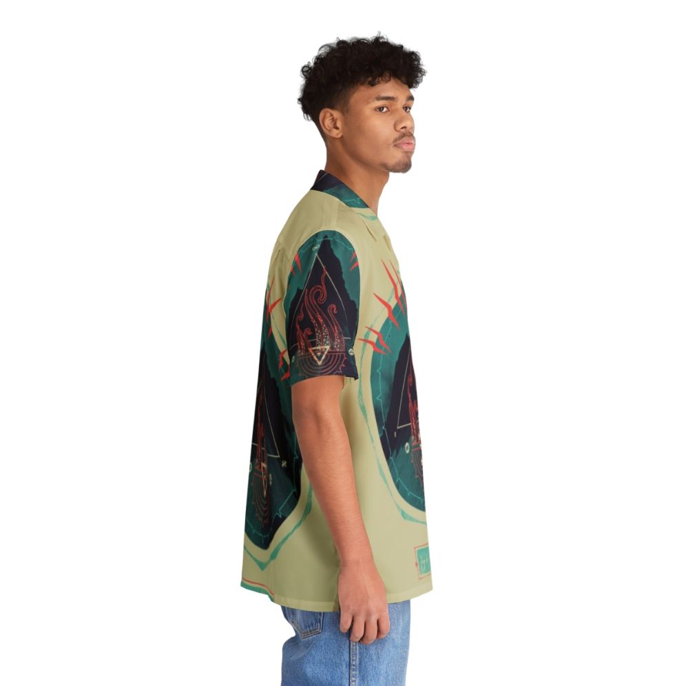 Lovecraft-Inspired Mountain of Madness Hawaiian Shirt with abstract occult symbols - People Pight