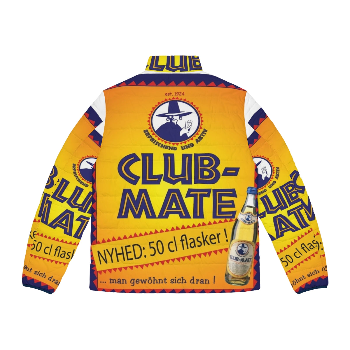 Club Mate Puffer Jacket - Berlin Techno Inspired Urban Streetwear - Back