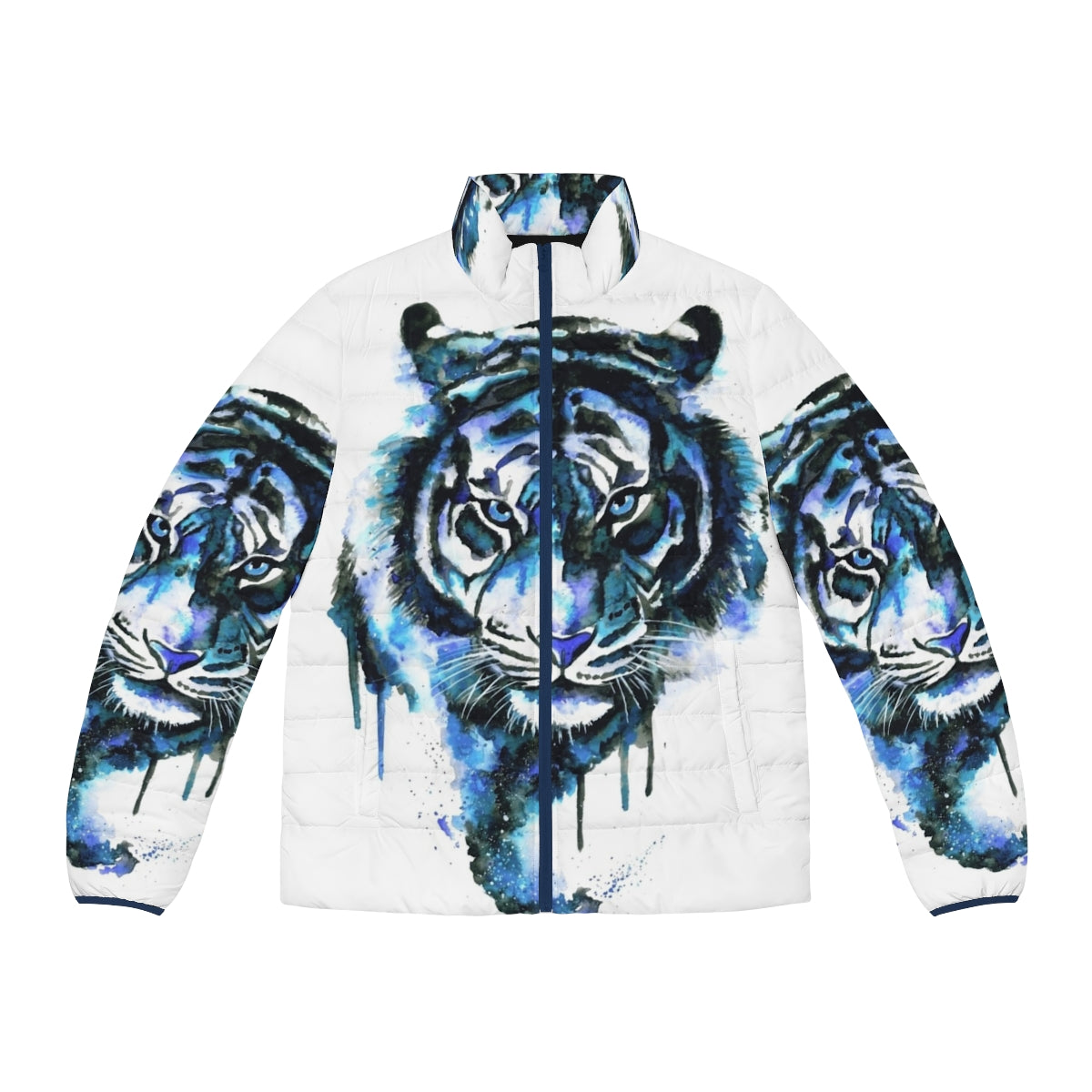 Blue tiger print puffer jacket