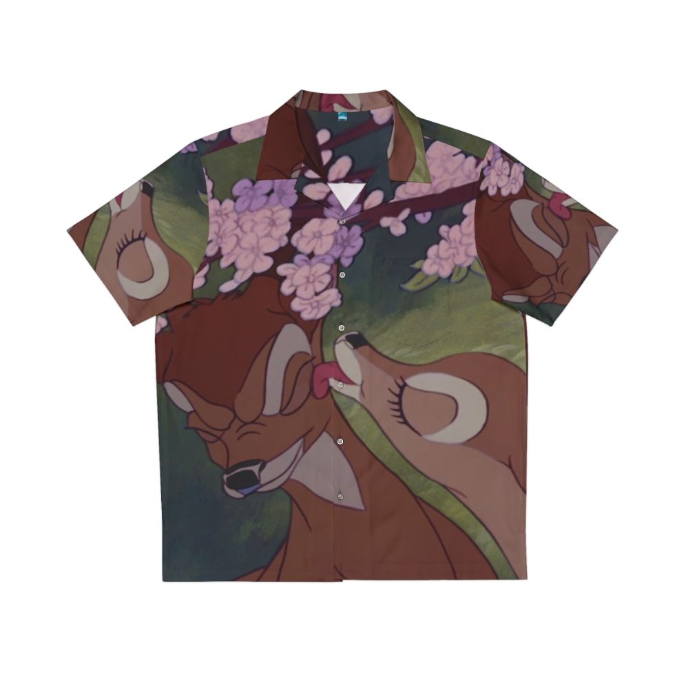 Bambi tropical Hawaiian shirt with floral and animal print