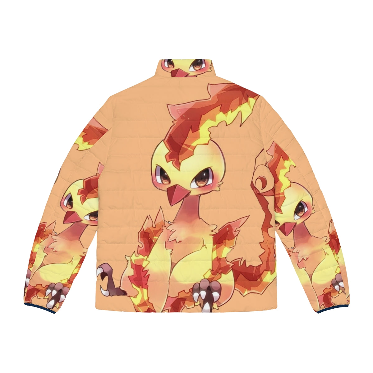 Cute phoenix legendary animal puffer jacket with fantasy bird design - Back