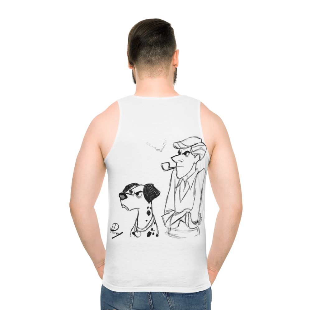 Dalmatian sketch unisex tank top - men back