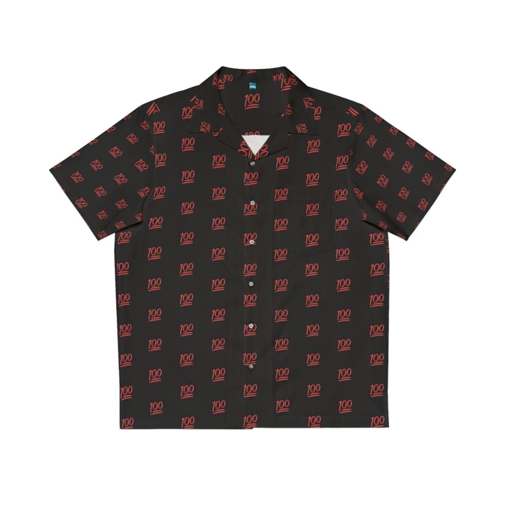100 emoji red Hawaiian shirt