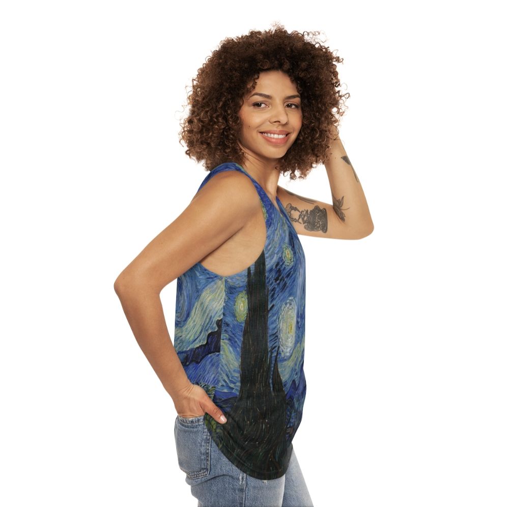 The Starry Night' by Vincent Van Gogh Unisex Tank Top - women side