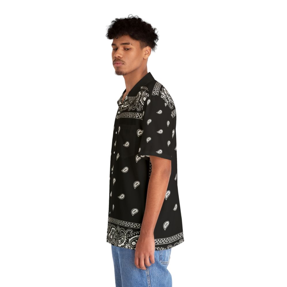 Bandana print black Hawaiian shirt with urban and cowboy inspired design - People Left