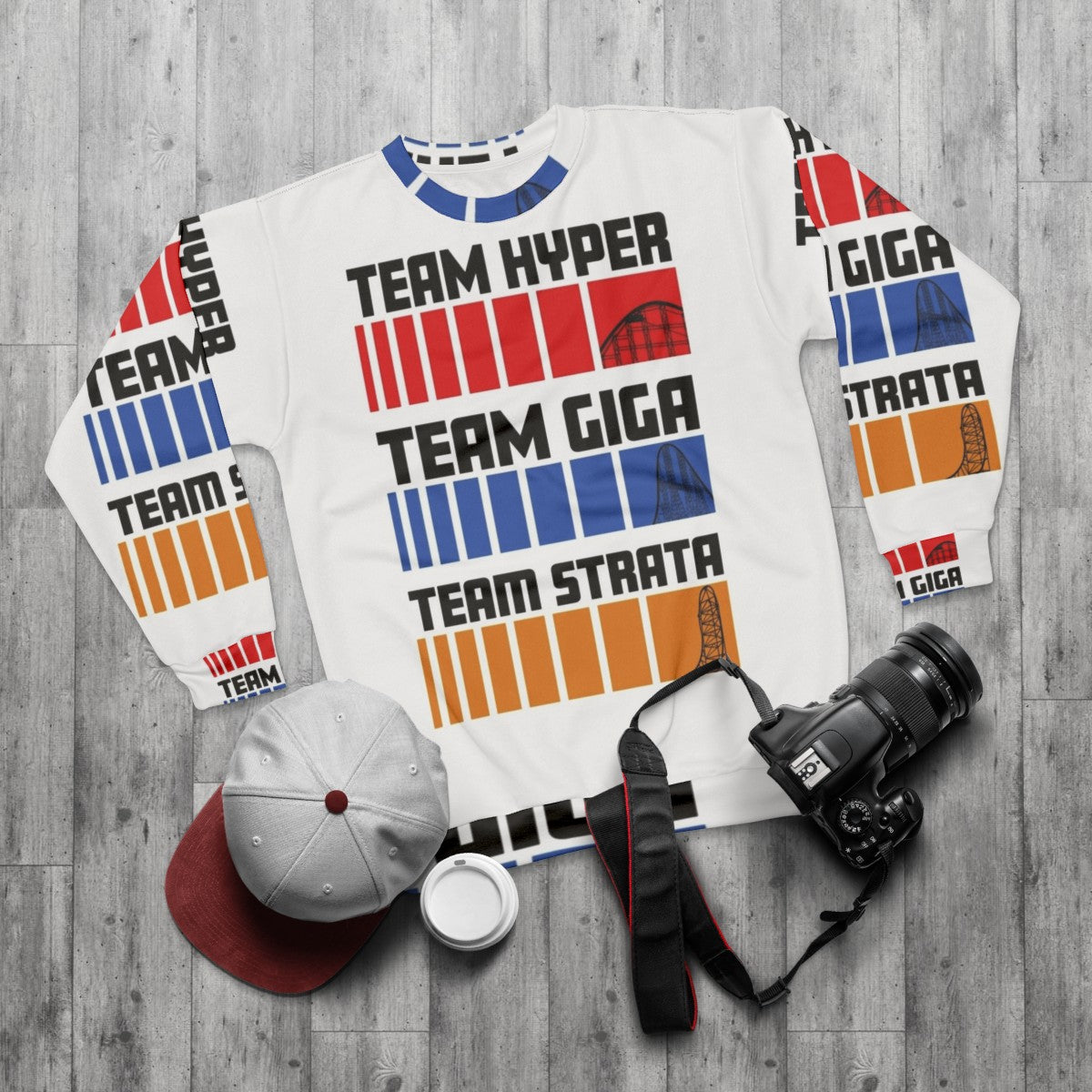 Hyper Giga Strata Roller Coaster Enthusiast Sweatshirt - flat lay