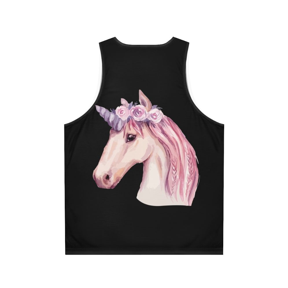 Watercolor pink unicorn unisex tank top - Back