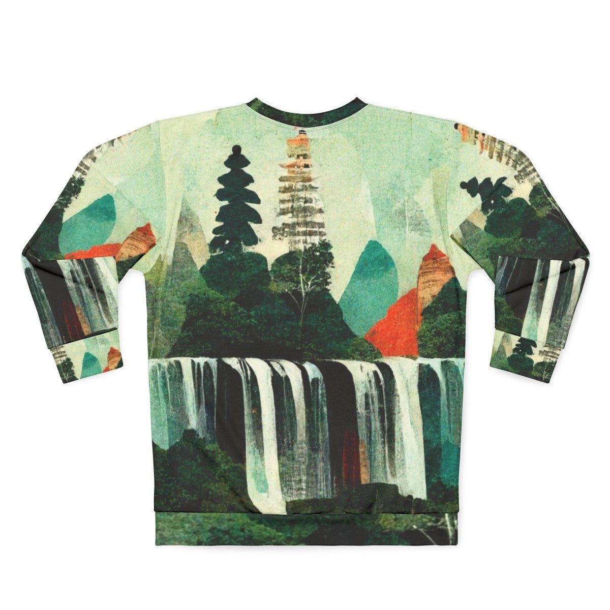 Waterfalls Artwork Collage Sweatshirt - Back