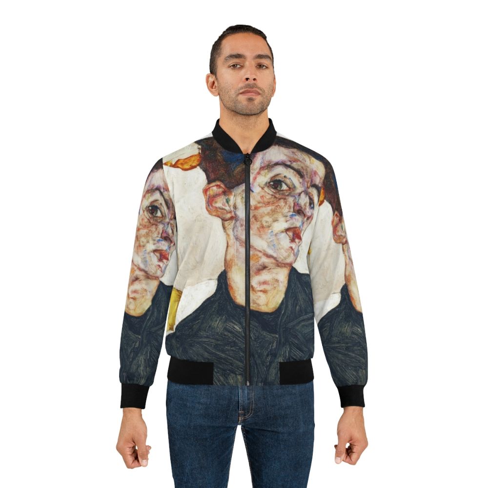 Egon Schiele self portrait with Physalis bomber jacket - Lifestyle