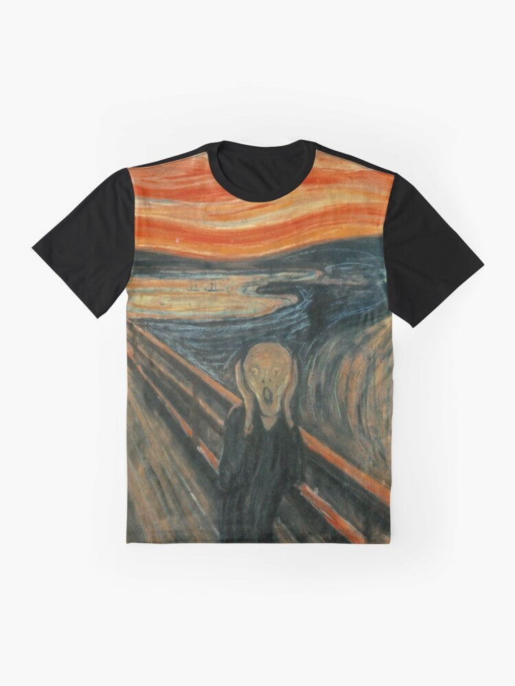 Edvard Munch's famous "The Scream" artwork printed on a high-quality graphic t-shirt - Flat lay