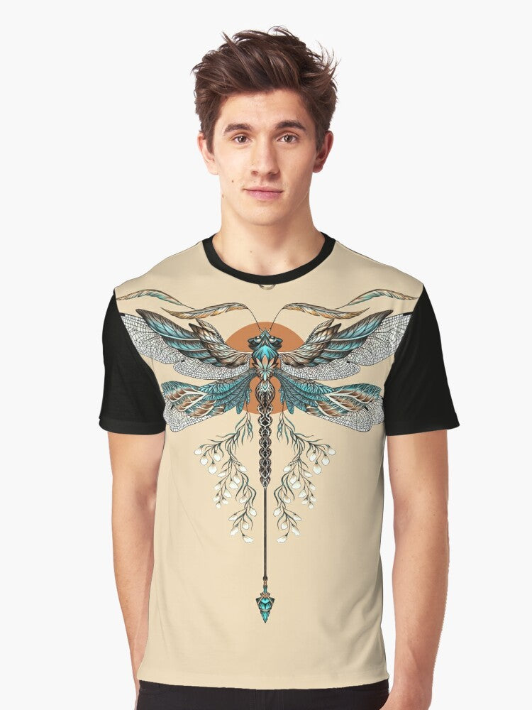 Dragonfly tattoo design graphic t-shirt - Men