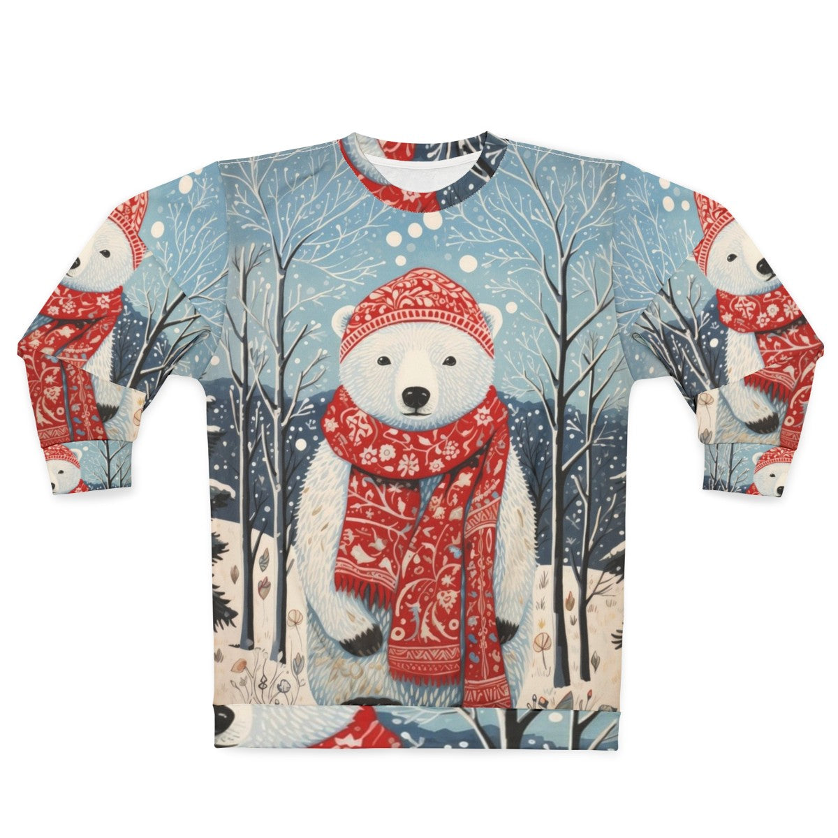 Vintage Christmas White Bear Winter Artwork Sweatshirt