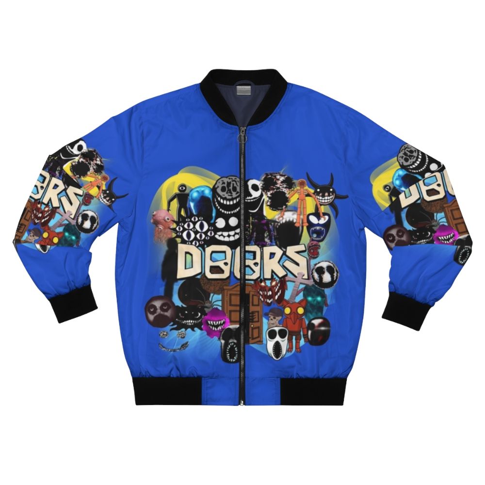 Roblox Doors game-inspired bomber jacket featuring the latest entities