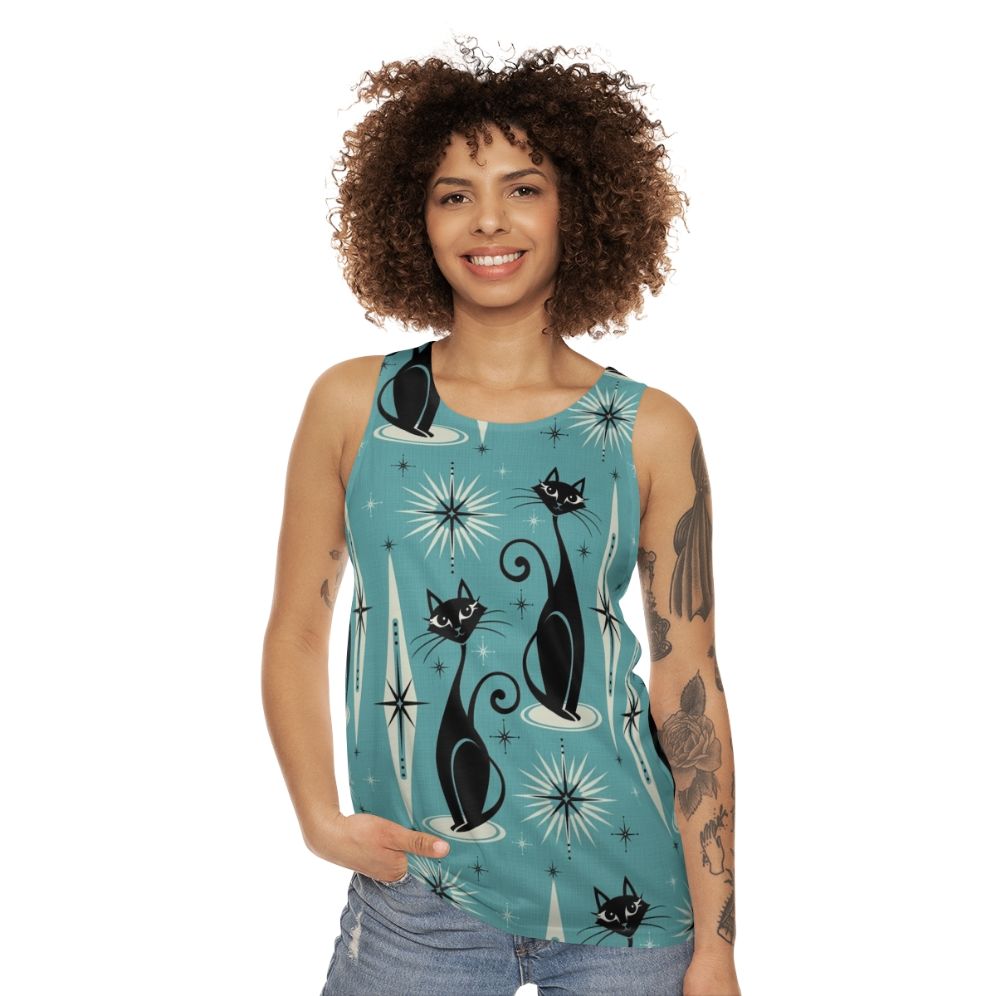 Mid Century Atomic Cats Unisex Tank Top - women