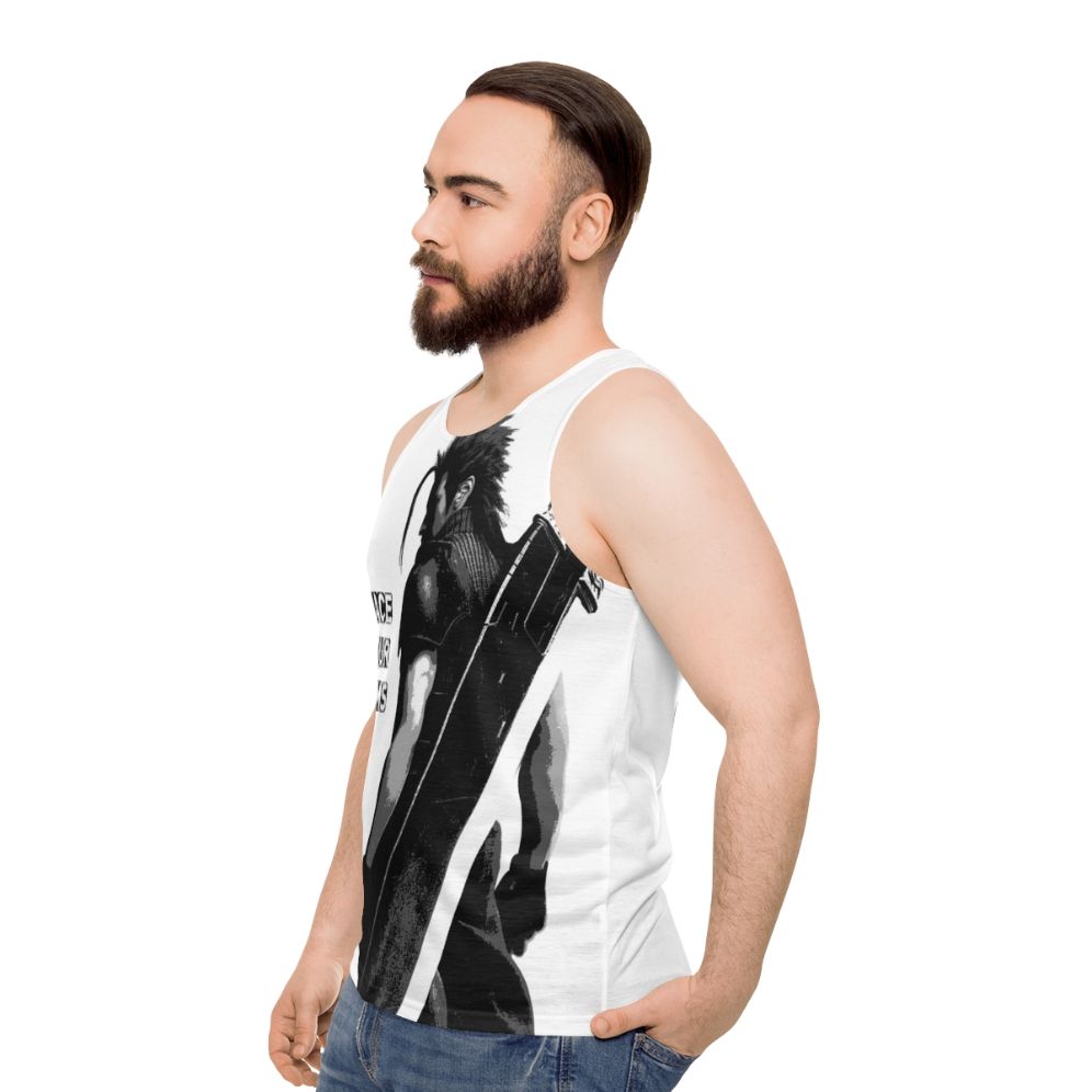 Fantasy inspired unisex tank top with video game characters - men side