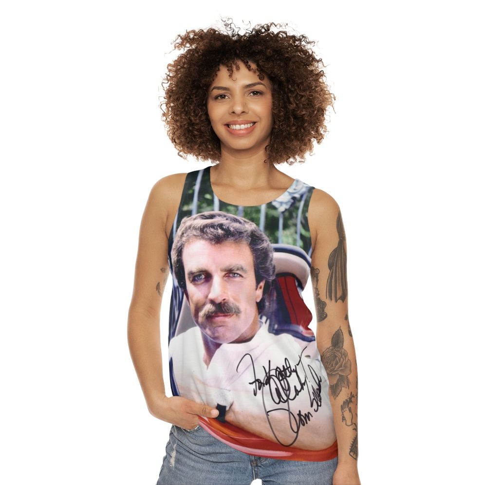 Signed Tom Selleck Celebrity Unisex Tank Top - women